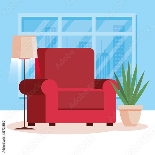 living room home place with couch vector illustration design