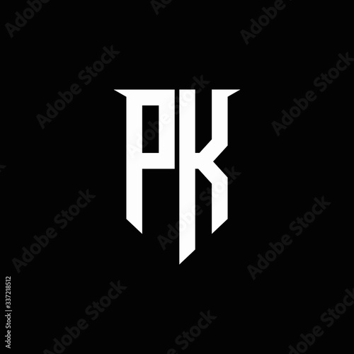 PK logo monogram with emblem shield style design template