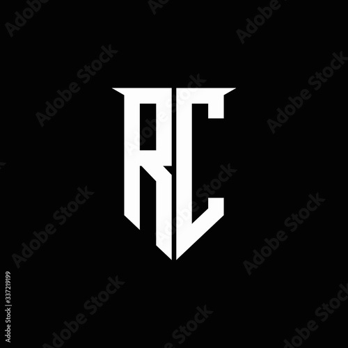 RC logo monogram with emblem shield style design template