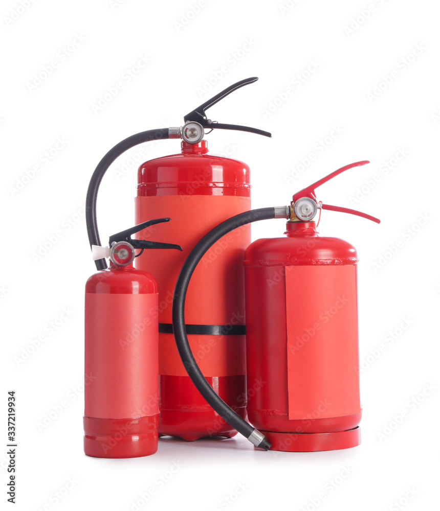 Obraz premium Fire extinguishers on white background
