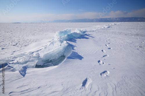 Natural landscape of frozen Lake Baikal ,Siberia, Russia in winter © Chenxiaoyang