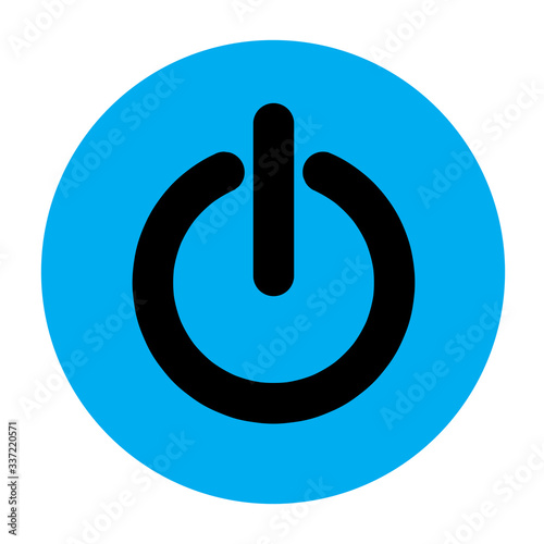 Black on blue power icon Vector Illustration isolated on white background. EPS10