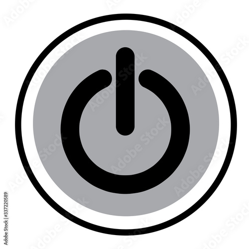 Black on gray power icon Vector Illustration isolated on white background. EPS10