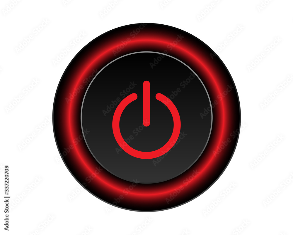 Red power icon Vector Illustration isolated on black background. 3D EPS10 Red power icon Vector Illustration isolated on black background. 3D EPS10