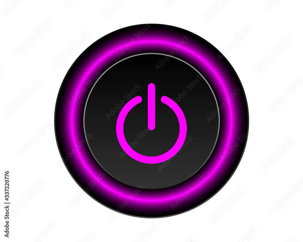 Pink power icon Vector Illustration isolated on black background. 3D EPS10 Pink power icon Vector Illustration isolated on black background. 3D EPS10