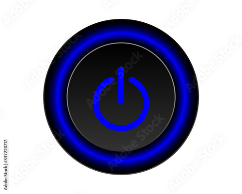 Blue power icon Vector Illustration isolated on black background. 3D EPS10