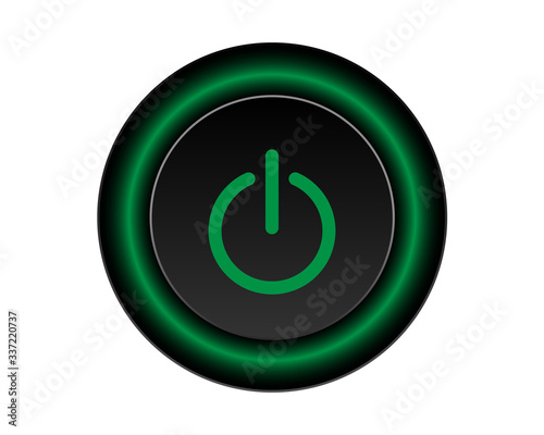 Green power icon Vector Illustration isolated on black background. 3D EPS10