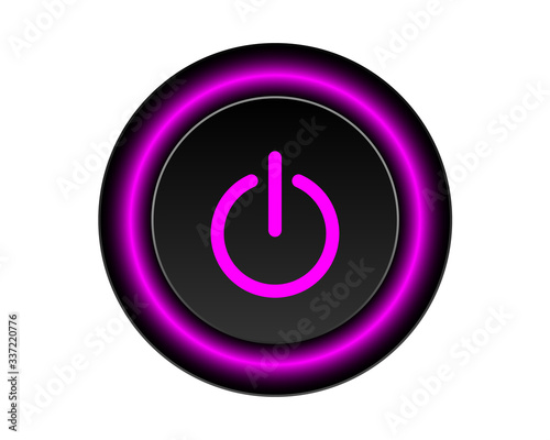 Pink power icon Vector Illustration isolated on black background. 3D EPS10