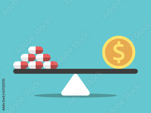 Pills, money on scale