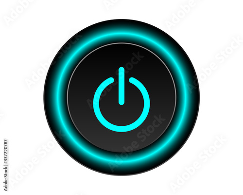 Green power icon Vector Illustration isolated on black background. 3D EPS10