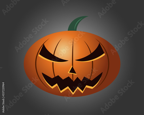 Scary pumpkins vector or illustration in Halloween Festival on gray background