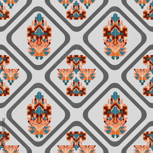 Drapery curves pagan tripe seamless pattern. Indian old surface background. Vector ornament