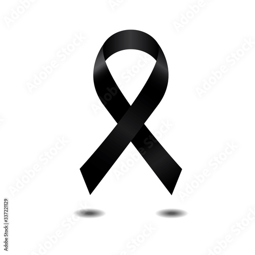 black ribbon, mourning sign, vector ribbon, isolated ribbon. eps 10