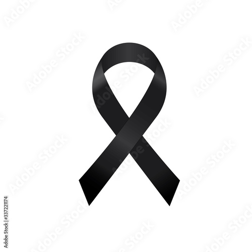 black ribbon, mourning sign, vector ribbon, isolated ribbon. eps 10