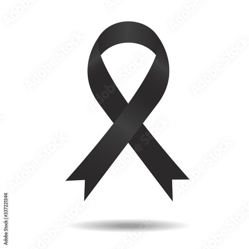 black ribbon, mourning sign, vector ribbon, isolated ribbon. eps 10