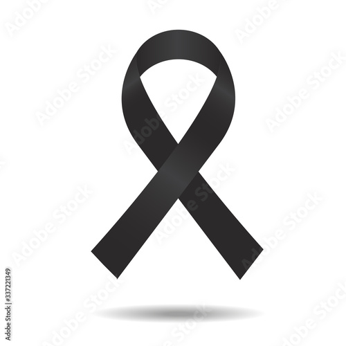 black ribbon, mourning sign, vector ribbon, isolated ribbon. eps 10