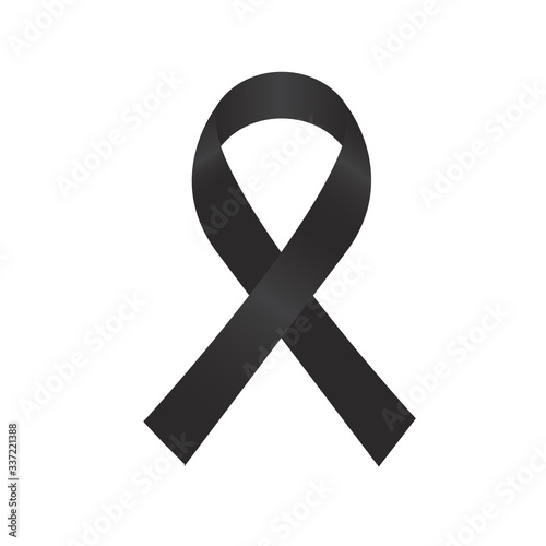 black ribbon, mourning sign, vector ribbon, isolated ribbon. eps 10