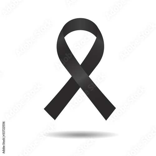 black ribbon, mourning sign, vector ribbon, isolated ribbon. eps 10