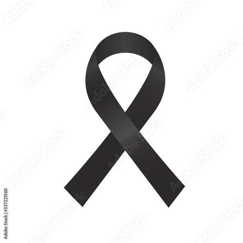 black ribbon, mourning sign, vector ribbon, isolated ribbon. eps 10