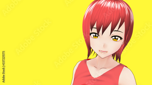 Anime Girl Cartoon Character Japanese Girl with a smile and Background it's Anime Manga Girl from Japan 