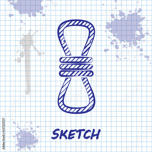 Sketch line Climber rope icon isolated on white background. Extreme sport. Sport equipment. Vector Illustration