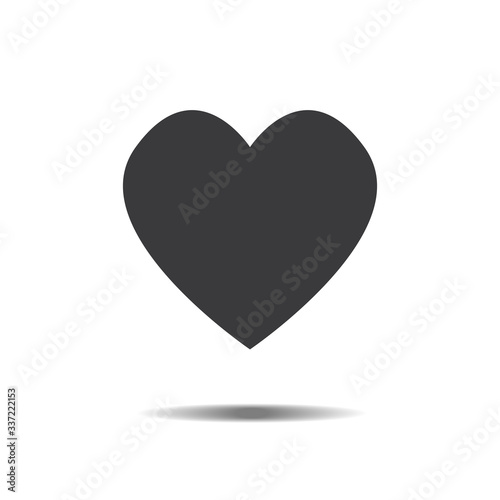 Gray heart Icon Vector. Love symbol. Valentine's Day sign, emblem isolated on white background with shadow, Flat style for graphic and web design, logo. EPS10 pictogram