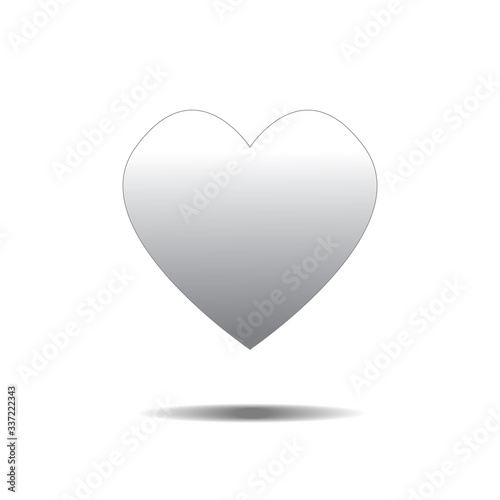 Gray heart Icon Vector. Love symbol. Valentine's Day sign, emblem isolated on white background with shadow, Flat style for graphic and web design, logo. 3D EPS10 pictogram
