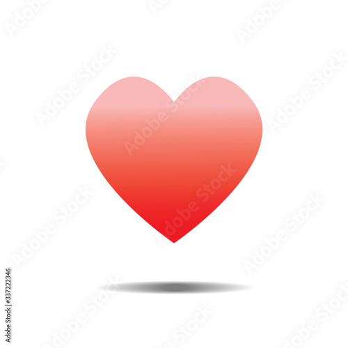 Red heart Icon Vector. Love symbol. Valentine's Day sign, emblem isolated on white background with shadow, Flat style for graphic and web design, logo. 3D EPS10 pictogram