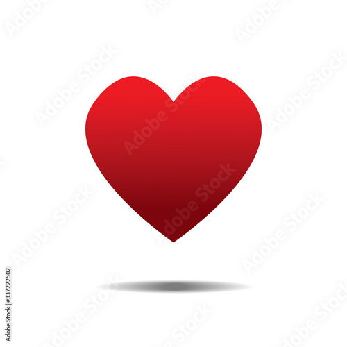 Red heart Icon Vector. Love symbol. Valentine's Day sign, emblem isolated on white background with shadow, Flat style for graphic and web design, logo. 3D EPS10 pictogram