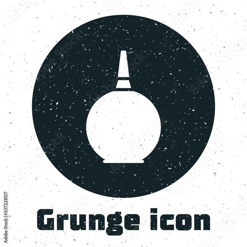 Grunge Enema icon isolated on white background. Enema with a plastic tip. Medical pear. Monochrome vintage drawing. Vector Illustration