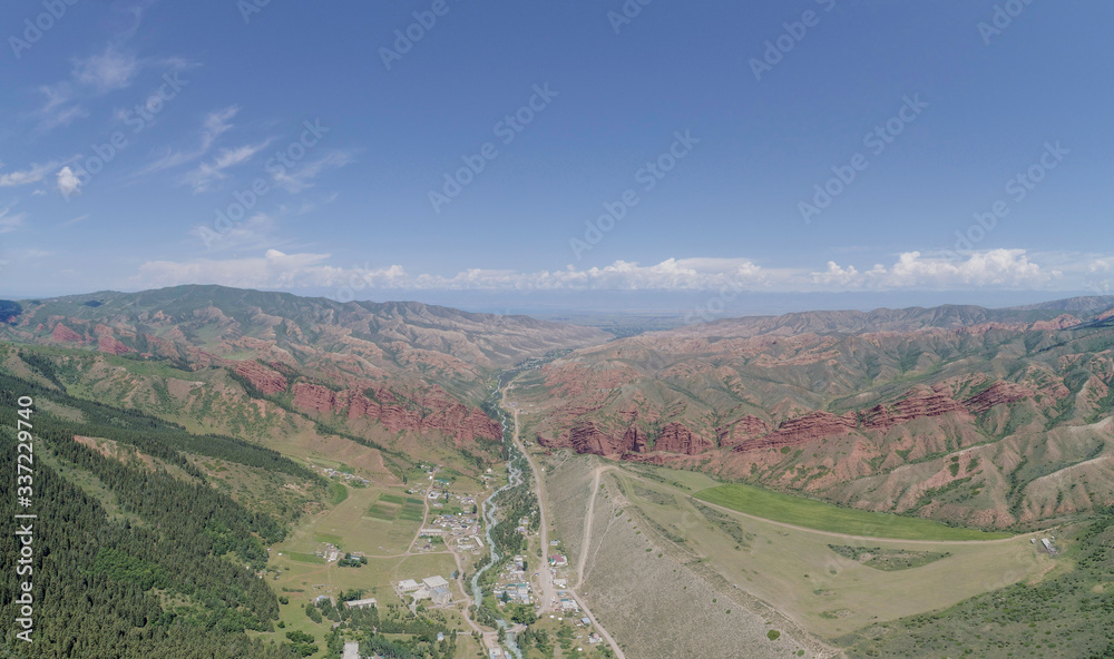 Naklejka premium Jeti Oguz drone panorama Kyrgyzstan
