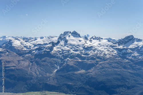 Earnslaw Peak range, from east, New Zealand