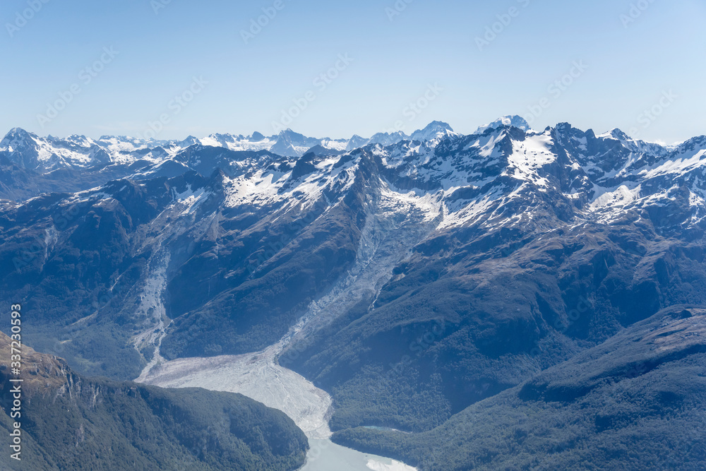McBride valley scree slope on Dart river valley, from south-west,  New Zealand