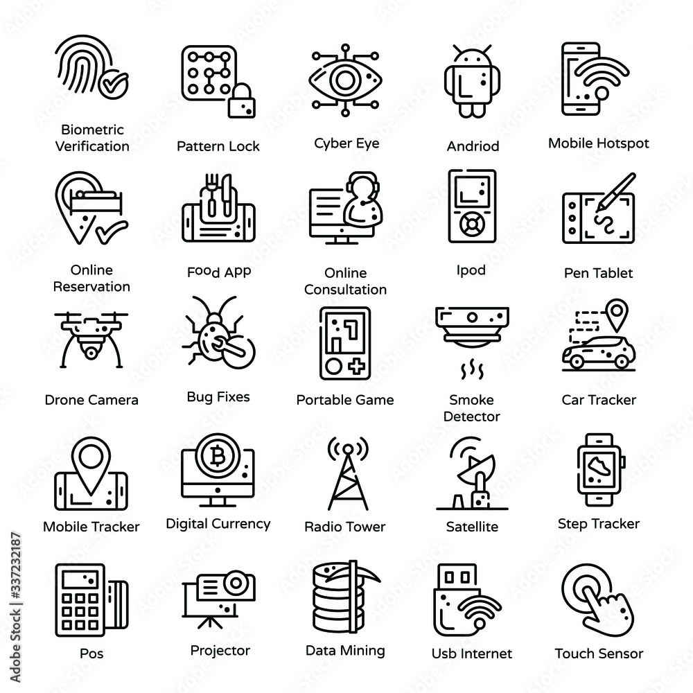 Trendy Technology Line Icons Pack Trendy Technology Line Icons Pack