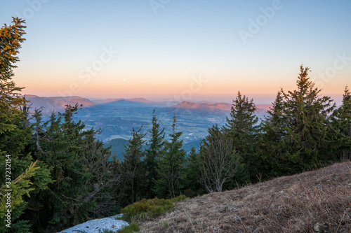 view of transmitter with thermometer on lyse mountain at sunrise, czech beskydy lysa hora
