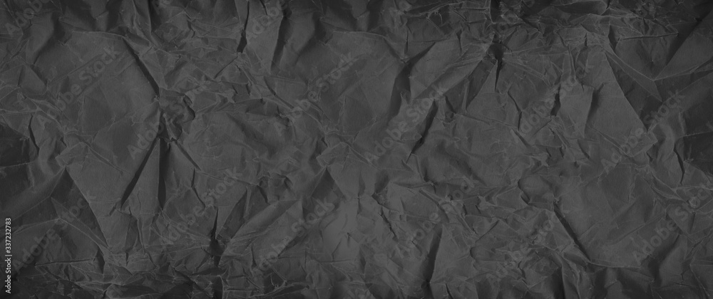 black crumpled paper texture. Banner background Stock Photo | Adobe Stock