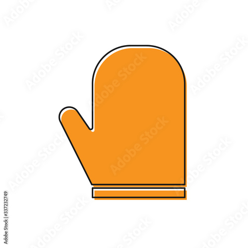 Orange Oven glove icon isolated on white background. Kitchen potholder sign. Cooking glove. Vector Illustration