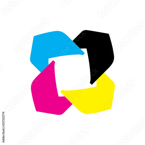 Rotation CMYK Color logo design vector