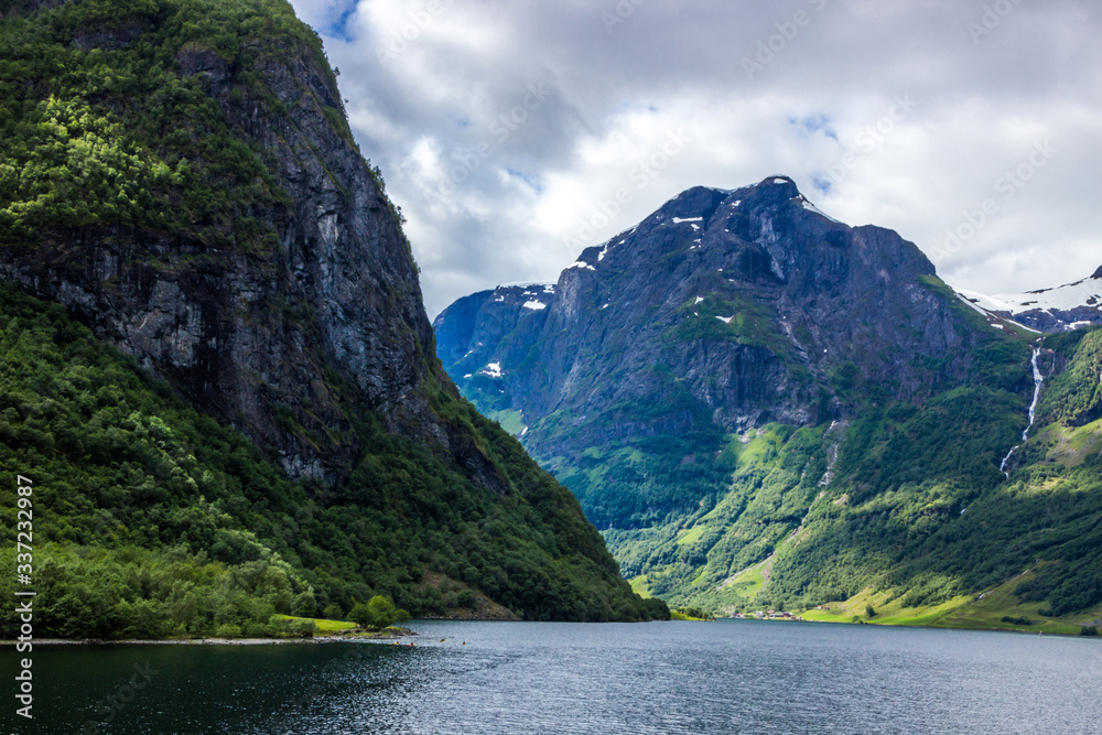 Fototapeta premium clouds over Naeroyfjord in Western Norway