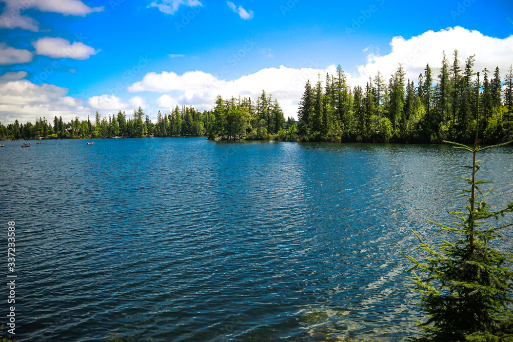 Fototapeta premium View of lake Strbske pleso in High Tatras National Park, Slovakia.