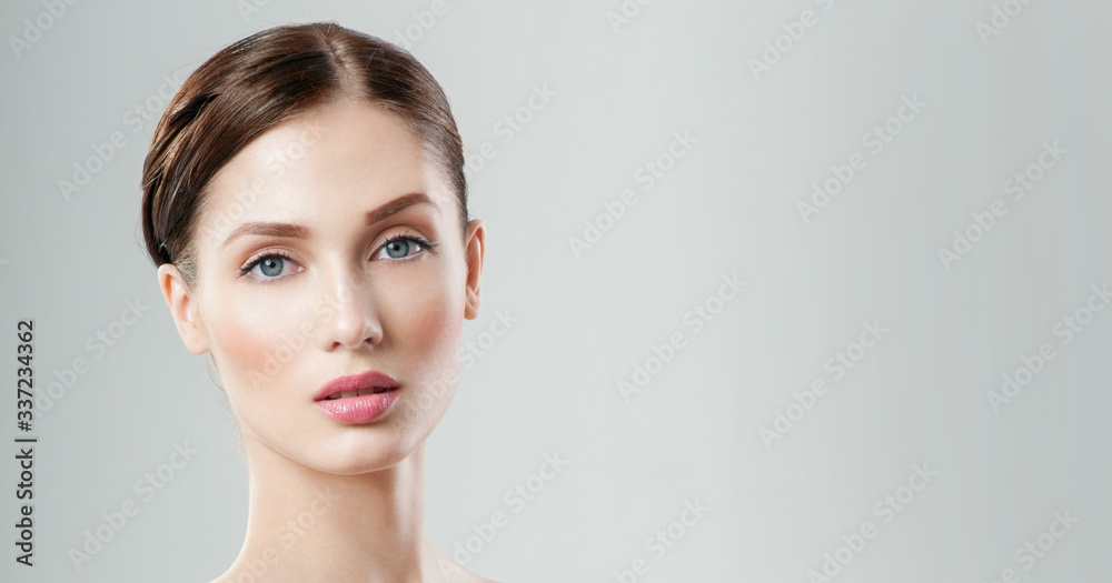 Fototapeta premium Beautiful Young adult Woman with Clean Fresh Skin. Perfect skin Cosmetology, beauty and spa .