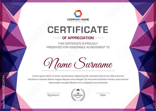 Vector multipurpose creative professional certificate trendy template design for all types company