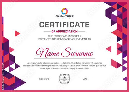 Vector trendy modern certificate design with modern touch