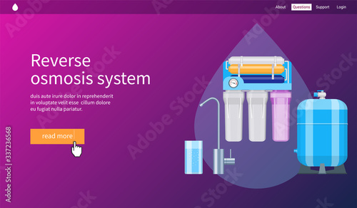 Water filtration concept. Reverse osmosis system. Realistic vector illustration