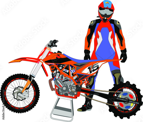 Race carting boy in vector color illustration