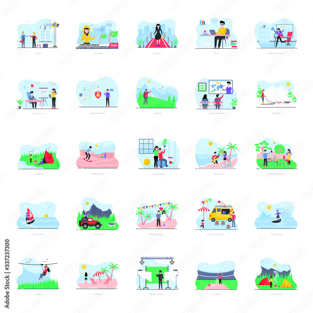 Professions Creative Illustration in Flat Design Professions Creative Illustration in Flat Design