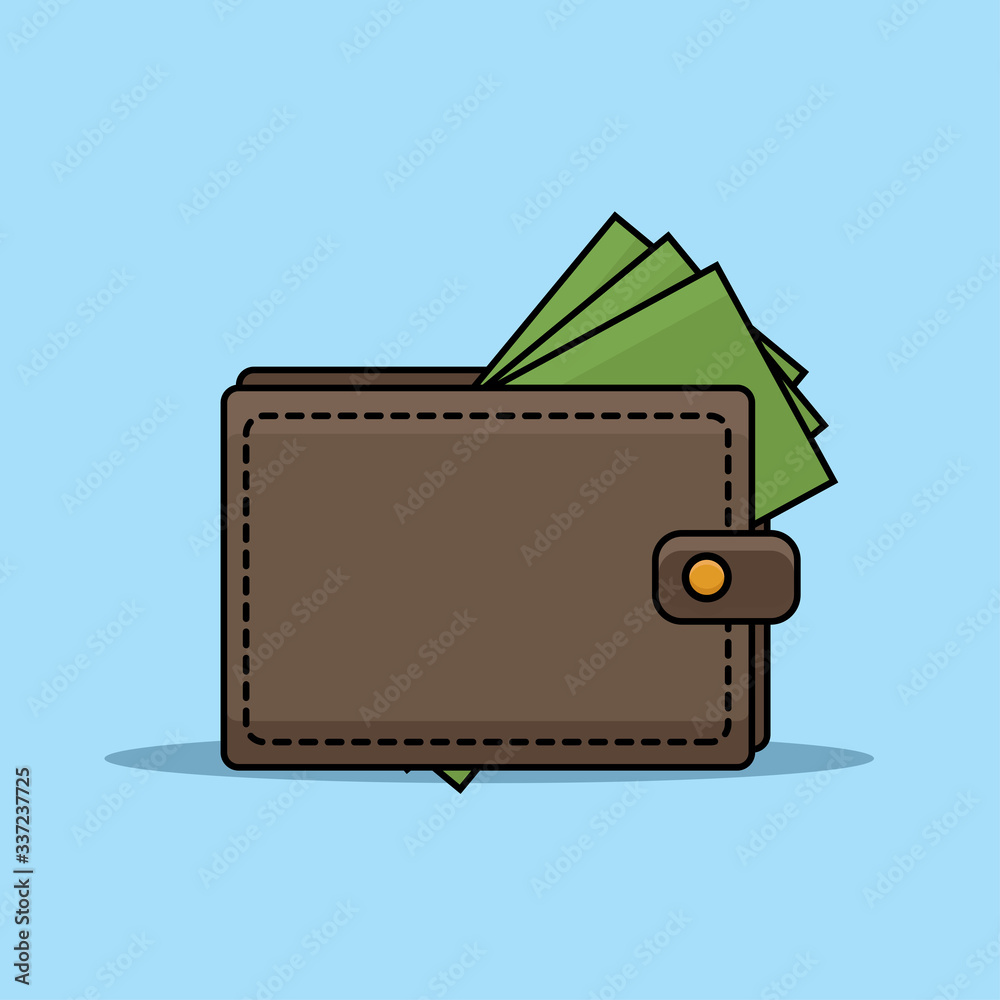 Money wallet, vector icon illustration in monoline style Money wallet, vector icon illustration in monoline style