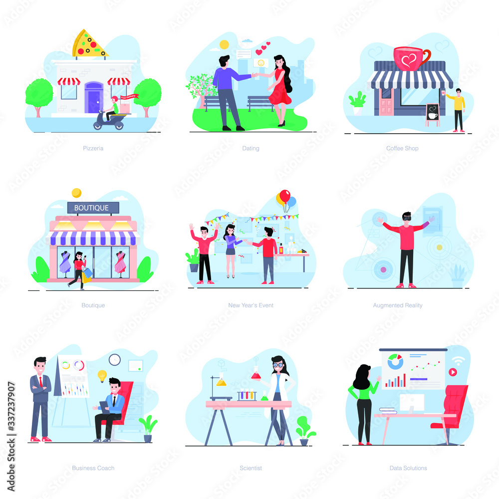 People Services Creative Illustration in Flat Design 