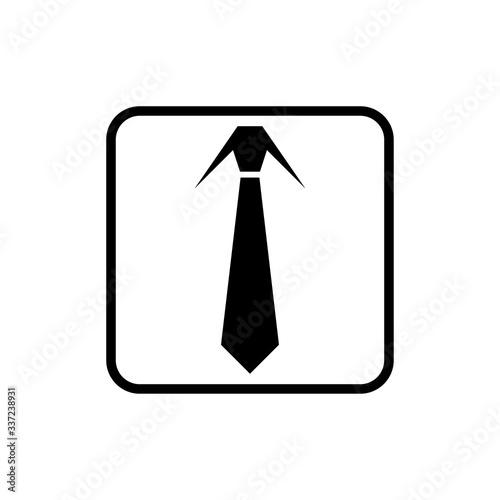 Icono plano lineal corbata en cuadrado en color negro