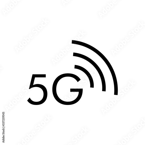 Símbolo 5G. Icono plano lineal en color negro